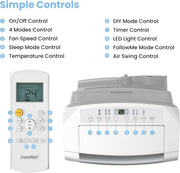 Aire acondicionado portátil Comfee Easy Cool 2.0, 7000 BTU 2,0kW, refrigeración, ventilación y deshumidificación, tamaño de habitación hasta 68m³ (25㎡), control por APP/Alexa/Google Home/IFTTT, aire acondicionado móvil con manguera de escape