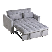 Sofá cama extraíble moderno, sofá cama 3 en 1 con respaldo ajustable, sofá biplaza de terciopelo, almohadas y bolsillos laterales