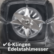 Batidora de vaso Bosch VitaBoost MMBH6P6BDE, cuchilla de acero inoxidable de 6 hojas, jarra de Tritán de 2,5 l, empujador, 6 programas automáticos, libro de recetas, sin BPA, fácil limpieza, 45.000 rpm, 1600 W, negro