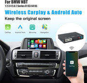 Módulo de modificación inalámbrico AUTOABC CarPlay/Android Auto para BMW sistema NBT serie 3/4/5/6/7 X1/X3/X4/X5/X6 2012-2016, compatible con Mirrorlink y funciones originales del vehículo.