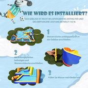 COSTWAY Castillo hinchable con soplador, tobogán acuático, piscina infantil, zona de fútbol, muro de escalada, dos cañones de agua y juego de diana, piscina de juegos 500 x 465 x 200 cm