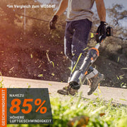 Soplador de hojas inalámbrico WORX Nitro 40V WG585E - motor sin escobillas - 3 velocidades y modo turbo - velocidad del aire de 266 km/h - caudal de aire de 1053 m³/h - incluye 2 baterías de 4 Ah y cargador dual rápido de 4 A