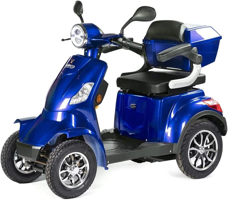 VELECO Scooter eléctrico para personas mayores con batería de iones de litio de 4 ruedas y 1000 W FASTER (AZUL)