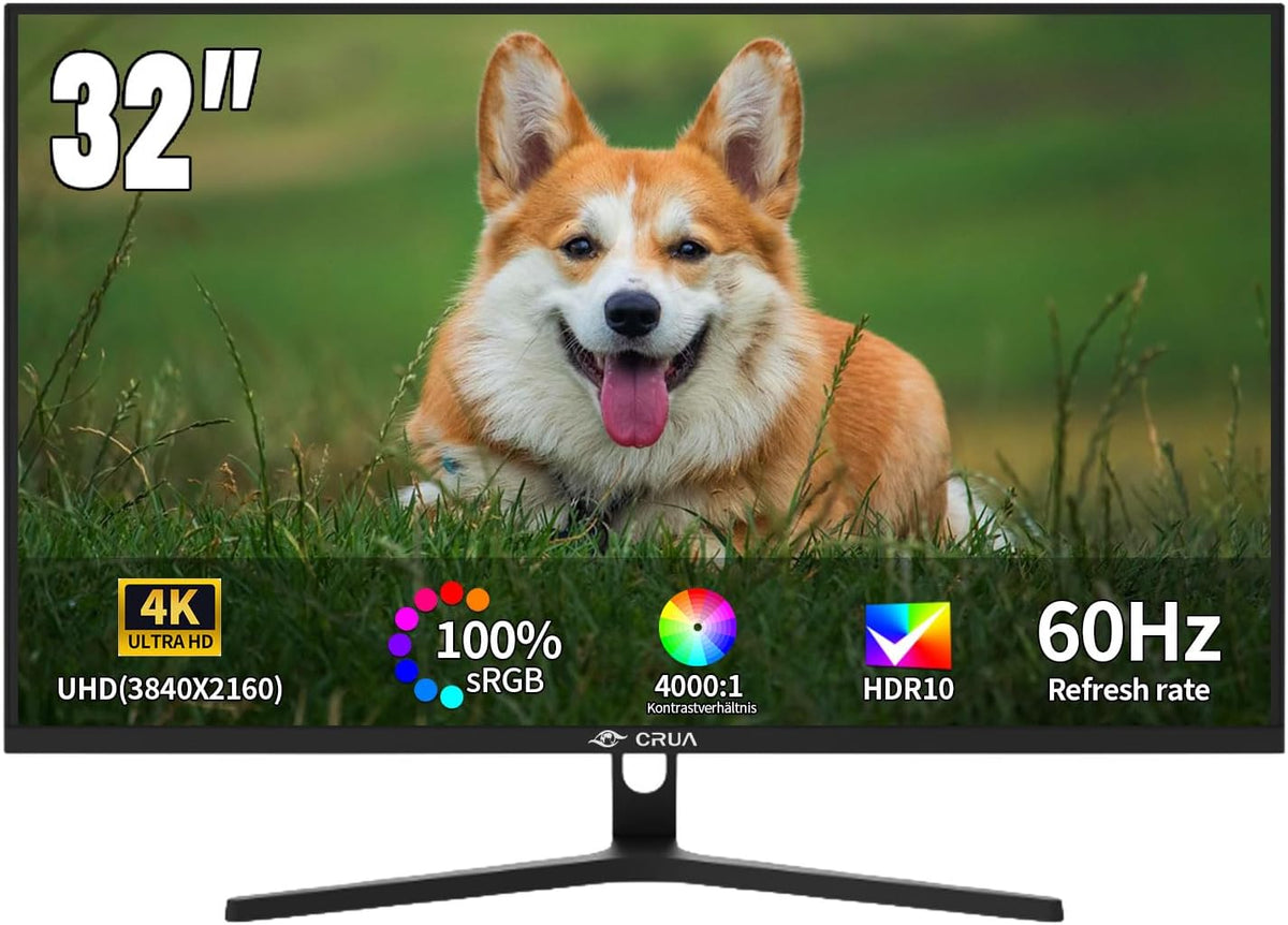 Monitor Gaming CRUA 32 pulgadas 4K, monitor de juegos UHD (3840 x 2160) - VA 1ms GtG 60Hz, Display HDRTM 400, DCI-P3 98%, AMD FreeSync, inclinable, altura ajustable, modo vertical