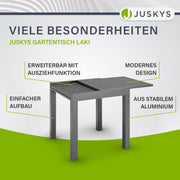 Mesa de jardín Juskys Laki 70x70 cm extensible - Mesa de comedor de aluminio extensible - tablero grande - mesa de aluminio muebles de balcón muebles de jardín antracita