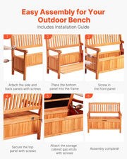 VEVOR Banco de jardín, banco con arcón de almacenamiento, banco de almacenaje, capacidad de carga de hasta 328 kg, asiento de jardín y decoración para porche, para terraza, jardín, balcón, 106,5x58,5x90,1 cm