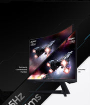 Monitor Samsung Odyssey G55C de 32", 165 Hz, 1 ms, panel VA curvo 1000R, QHD: 2560x1440, 2500:1, HDR10, AMD FreeSync, Auto Source Switch+, soporte ajustable, DisplayPort, HDMI