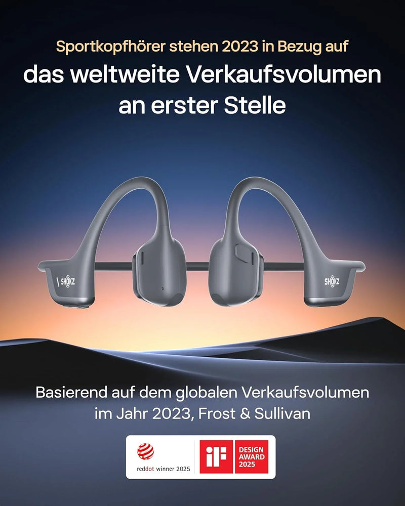 Auriculares de conducción ósea Open-Ear S820 Bluetooth 5.3 deportivos IP55, 12 h de reproducción, carga rápida USB-C, micrófono