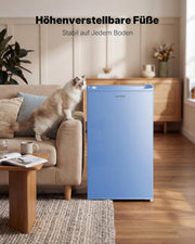 Upstreman 91L Mini-refrigerador con compartimento de enfriamiento rápido, 5 niveles de temperatura (0-10 ℃), eficiente energéticamente, funcionamiento silencioso de 41 dB, compacto y espacioso para dormitorio universitario/oficina, BR321-Azul