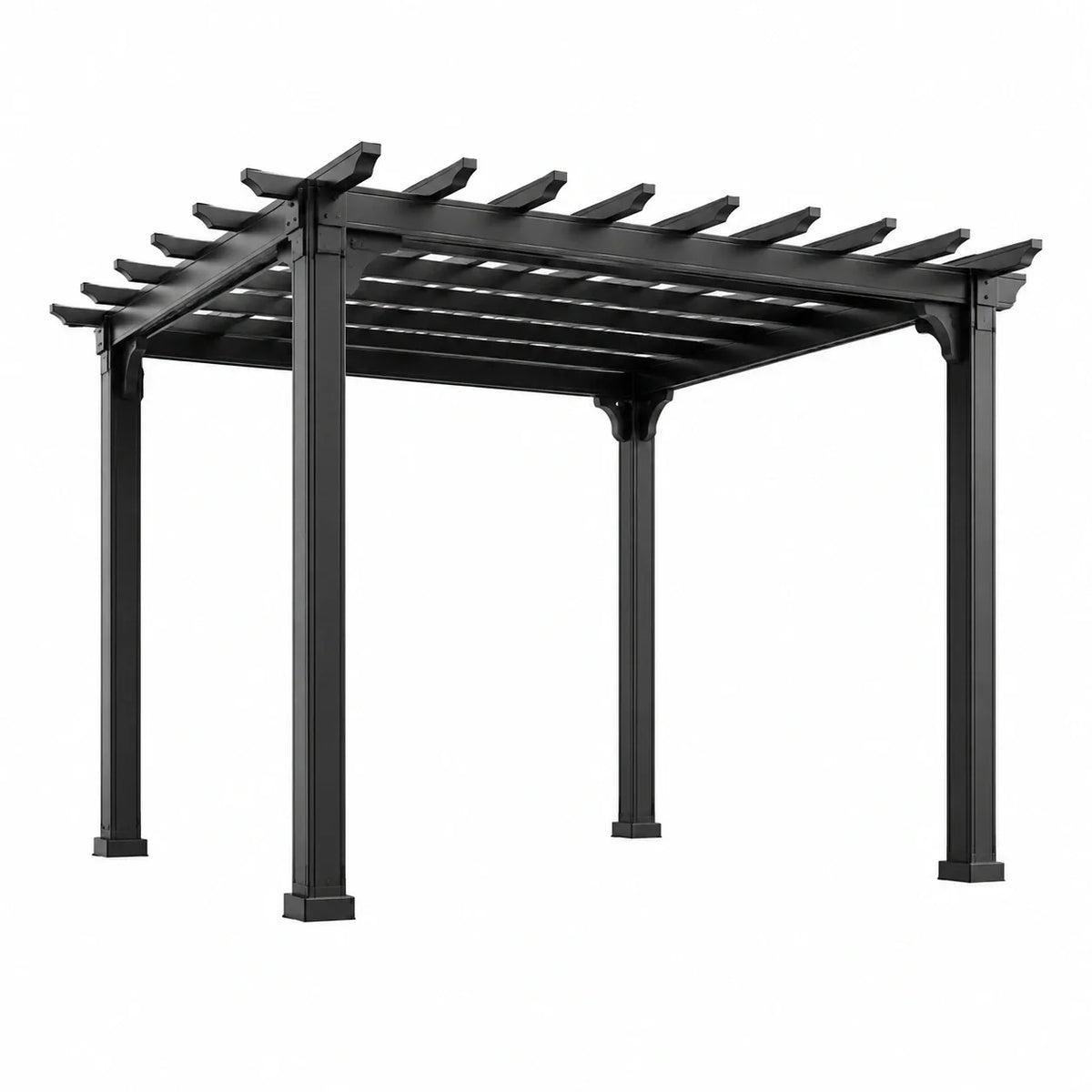 Pérgola de aluminio autoportante con techo de lamas abiertas, 300 × 300 × 250 cm, negra