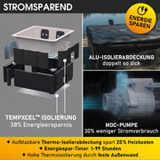Jacuzzi BRAST MSpa Oslo con pared exterior rígida | Iluminación LED con 20 colores ajustables para 6 personas | 160x160x65cm | 120 boquillas de masaje | Uso durante todo el año, resistente al invierno | Piscina interior y exterior