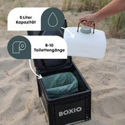 Inodoro seco BOXIO Toilet Max+ sin químicos para camping, furgoneta, aire libre, tienda de techo, base Eurobox, sin electricidad, 40x30x28