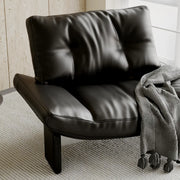 Sillón decorativo de chenilla sin brazos, tapizado, negro contemporáneo