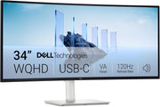 Monitor Dell 34 USB-C - S3425DW, WQHD (3440x1440), Curvo 21:9, 120Hz, VA, 1ms, AMD FreeSync Premium, HDR10, Ajustable en altura, Altavoces integrados, 2 USB-C, 2 HDMI, 2 USB, Garantía de 3 años