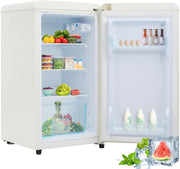 Refrigerador con congelador Merax, combinación frigorífico-congelador, frigorífico pequeño con 51L y congelador de 21L, silencioso, LED, estantes de vidrio, cajón para verduras, estantes en la puerta, para cocina, sala de estar, oficina, negro