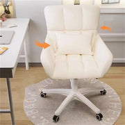 Silla de escritorio tapizada, silla de oficina en casa con cojín, giro de 360°