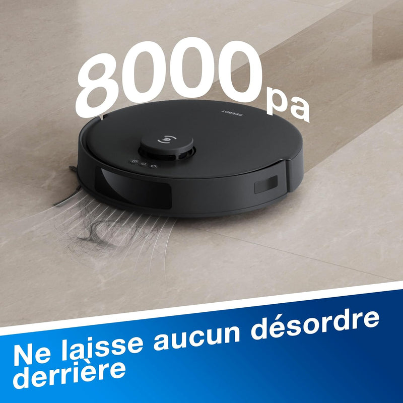 ECOVACS Robot Aspirador DEEBOT N20 Pro Plus, Robot Aspirador y Fregasuelos 8000Pa con Autovaciado de Polvo, Limpieza Autónoma de 45 Días, Batería de 300 Min, Limpieza Vibratoria, Alfombras, Negro