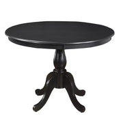 Mesa de comedor HomeRoots 42 con base de pedestal de madera sólida y madera manufacturada redondeada en color negro