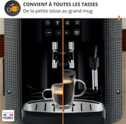 Krups Essential, Cafetera espresso superautomática, 2 tazas simultáneas, Pantalla LCD, Limpieza automática, Boquilla de vapor, Jarra de leche de acero inoxidable para capuchino, Negra, EA816031