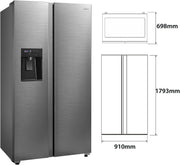 Midea KS-DDX 6.32 WT Frigorífico americano / 178,8 cm de altura / 254 kWh/año / No Frost / Compresor Dual Inverter / con dispensador de agua/hielo 3 en 1 y depósito de agua, Dark Inox