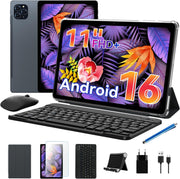 Tableta T90 con teclado y lápiz óptico - Primera tableta Android 16 del mundo, 11 pulgadas, 1920x1200 FHD+, 24 GB RAM+128 GB ROM / 2 TB TF, Octa-Core, 8000 mAh, 13 MP+5 MP, Widevine L1, Face ID