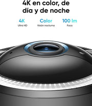 Cámara de vigilancia eufy Security WiFi 4G LTE S330, 4K UHD con movimiento horizontal y vertical, alimentación solar inalámbrica por panel solar, seguimiento de personas/vehículos por IA, con tarjeta SIM (Reacondicionado)