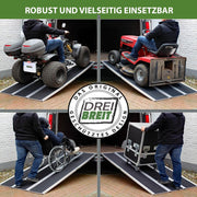 Rampa de carga de aluminio DREIBREIT by TRUTZHOLM, 215 cm, plegable en 2 secciones, capacidad de carga 1020 kg, revestimiento gris/negro, rampa de acceso