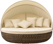Isla de descanso Strandkorbwerk Pacific Cubu Cream Grey - Mecanismo giratorio de 360° - Salón de jardín - Muebles de jardín - Tumbona - Isla solar