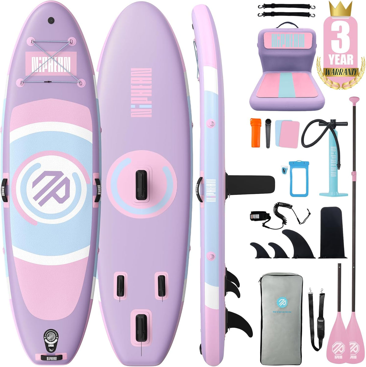 Tabla de Paddle Surf Hinchable Niphean, Tabla de Paddle Surf de 305 cm con Aletas de Equilibrio para Principiantes y Accesorios Resistentes, Tabla SUP para Adultos, Stand Up Paddle Versátil para Yoga