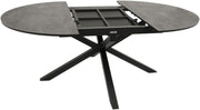 Mesa de jardín extensible DEGAMO Lyon, 140 cm redonda, extensible a 200 cm, aluminio antracita + ECP con aspecto de cerámica gris claro, para exteriores