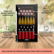 Mininevera Klarstein con puerta de cristal para habitaciones, refrigerador de bebidas con estantes ajustables, pequeño de 80 litros, frigorífico silencioso para interiores/exteriores