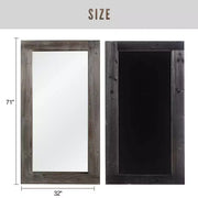 Espejo de cuerpo entero rectangular de madera maciza en ángulo recto, 71x31 pulgadas, usado, color marrón (sin soporte)