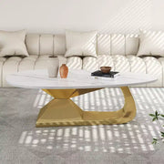 Mesa de centro con superficie de cerámica y base contemporánea de acero inoxidable, una pieza elegante y duradera para la sala de estar.