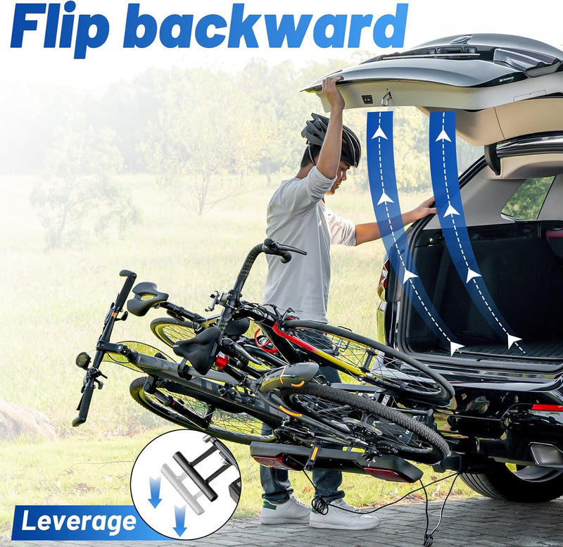 Portabicicletas de enganche Favoto para 2 bicicletas - Soporte plegable y abatible, carga de 50 kg, compatible con ruedas de 20–29", montaje rápido, estructura de aleación de aluminio para coche