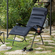 LAFUMA MOBILIER - Sillón relax acolchado de gravedad cero RSX CLIP XL - Tumbona plegable para jardín e interior - Tejido AirComfort - Silla reclinable versátil, máxima comodidad, Francia - Acero negro