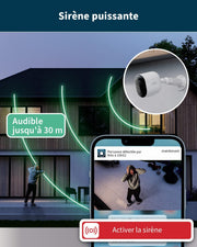Arlo Pro 5 2K, Cámara de seguridad WiFi para exteriores sin cables, visión nocturna a color avanzada, foco, sirena y WiFi de doble banda, prueba de suscripción Secure incluida, 3 cámaras, blanco