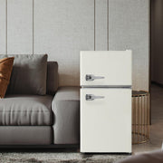 Refrigerador con congelador Merax, combinación frigorífico-congelador, frigorífico pequeño con 51L y congelador de 21L, silencioso, LED, estantes de vidrio, cajón para verduras, estantes en la puerta, para cocina, sala de estar, oficina, negro