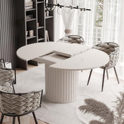 Mesa de comedor redonda extensible 120 ø - 160 cm, mesa de comedor redonda ovalada extensible, mesa de comedor - mesa de cocina