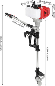 Motor fueraborda, 4 tiempos 6 CV, motor de gasolina para embarcaciones, 63 cm³. Refrigerado por aire. Motor fueraborda para botes inflables, barcos de pesca, kayaks de pesca