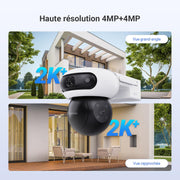 Cámara de vigilancia WiFi exterior inalámbrica EZVIZ 8MP (4MP+4MP) con doble objetivo motorizado, cámara exterior solar, modo siempre encendido, detección de personas/vehículos, CB90 Dual + panel solar de 8W