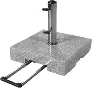 Base de granito con ruedas Doppler de 45 kg | Soporte para sombrillas con un diámetro máximo de 250 cm y un diámetro de mástil de 3,2 a 6,0 cm | Base para sombrilla con asa extensible