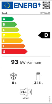 Refrigerador de 1 puerta BOSCH KSV36VLDP [Clase energética D]