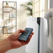 Climatiseur portable De'Longhi Pinguino PAC EX105 avec technologie EcoRealFeel 10 000 BTU/h, pour pièces jusqu'à 100 m³, fonction déshumidification et ventilation, minuterie 24 heures, classe