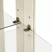 Vitrina de cristal iluminada con estantes ajustables: elegante vitrina de 2 puertas con cajón integrado, incluye bombilla