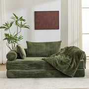 Sofá cama convertible de pana, 2 plazas, color gris oscuro / gris / verde / azul marino
