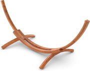 Soporte para hamaca de exterior Ampel 24 de 310 cm, madera de eucalipto resistente a la intemperie, soporte modelo Mauritius marrón sin hamaca