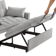 Sofá Cama Biplaza 4 en 1 con Apoyabrazos y Bolsillos de Almacenamiento, Sofá Cama Extraíble Tapizado Multifunción con Respaldo Ajustable