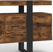 IDMarket - Aparador Phoenix XXL de 180 cm, 4 puertas y 3 cajones, madera efecto envejecido y negro