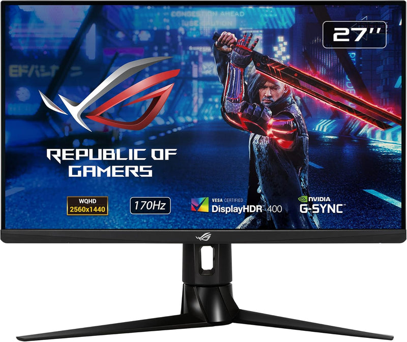 ASUS ROG XG27AQ - Monitor Gaming para PC de 27" WQHD - Panel Fast IPS - 170Hz - 1ms - 2560x1440 - 400cd/m² - DisplayPort, 2X HDMI y 2X USB - Nvidia G-Sync - Altavoces - DisplayHDR 400 - ELMB Sync.