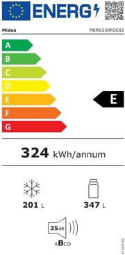 Midea KS-DDX 6.32 WT Frigorífico americano / 178,8 cm de altura / 254 kWh/año / No Frost / Compresor Dual Inverter / con dispensador de agua/hielo 3 en 1 y depósito de agua, Dark Inox